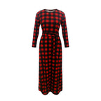 Women's Plaid Long Sleeve Dress – Soft Cotton Casual Shirt Dress-HighTouch