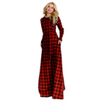 Women's Plaid Long Sleeve Dress – Soft Cotton Casual Shirt Dress-HighTouch
