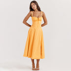 Seaside Vacation Sling Back Cross Tied Slim Fit Overknee Dress-HighTouch