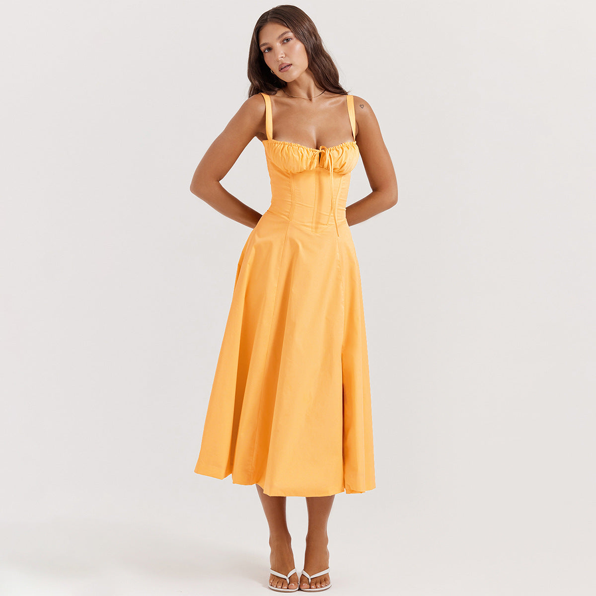 Seaside Vacation Sling Back Cross Tied Slim Fit Overknee Dress-HighTouch