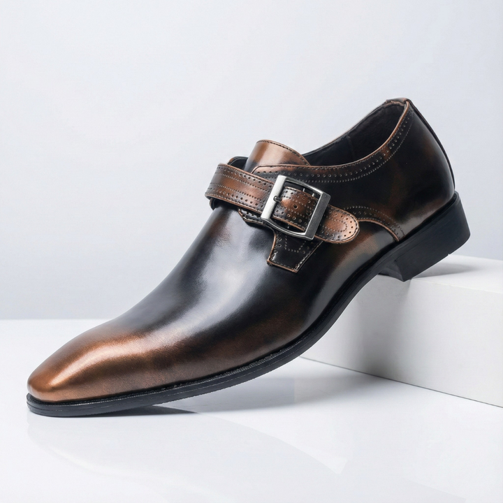 Men’s Patent Leather Dress Shoes with Buckle