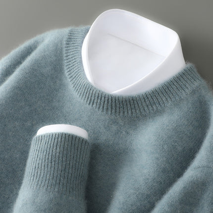 Men’s Thickened Half-High Collar Pullover – Loose Knit Sweatshirt