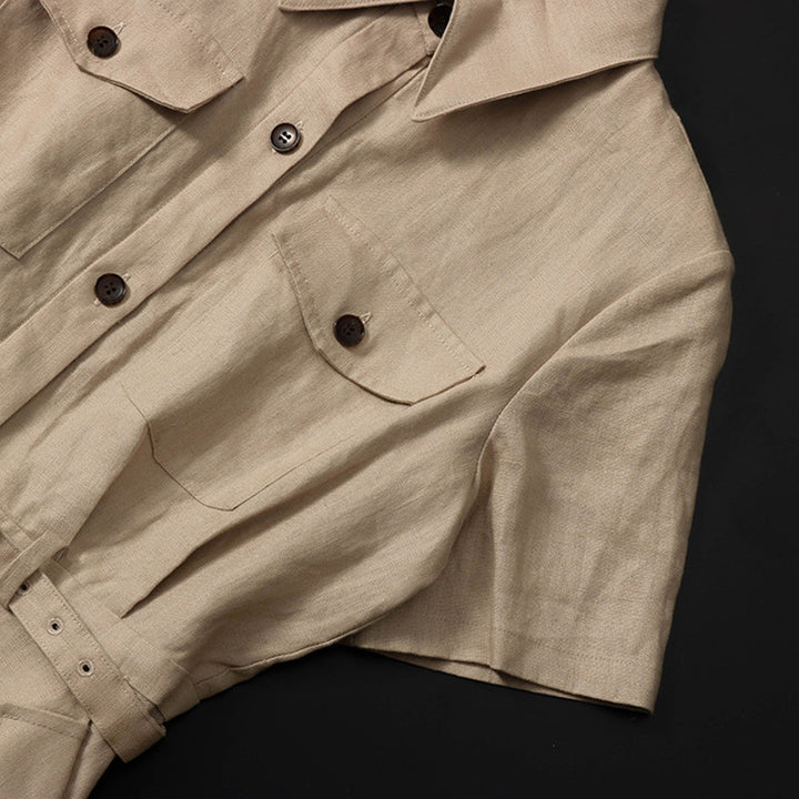 Linen French Tooling Style Dress-HighTouch