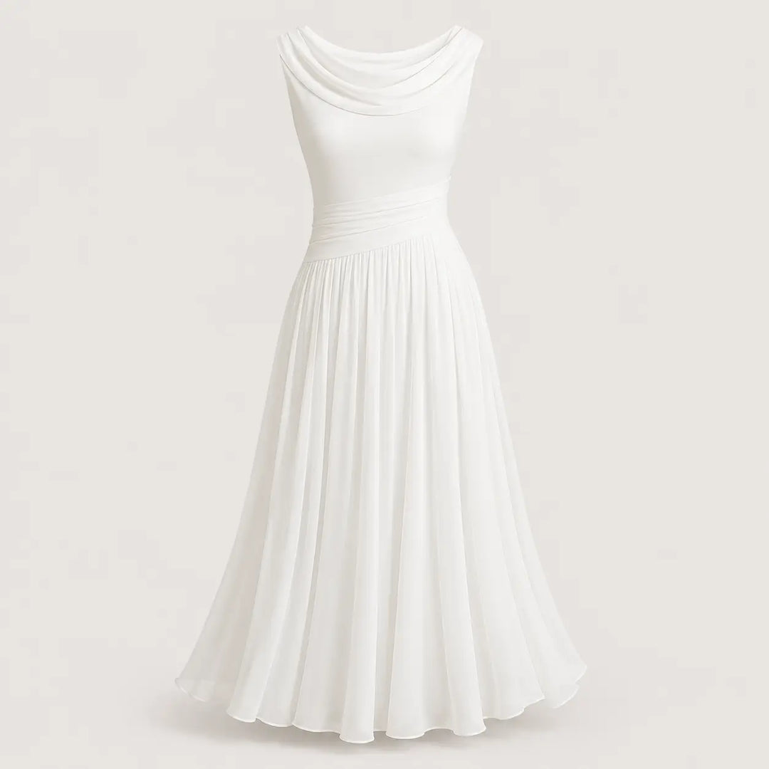 Higtouch | Draped Midi Dress For Summer Wedding Guest