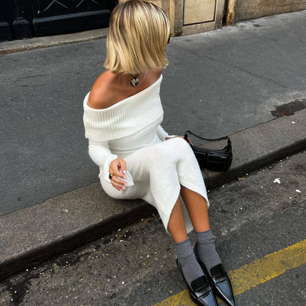 Off-Shoulder Knitted Skirt UK