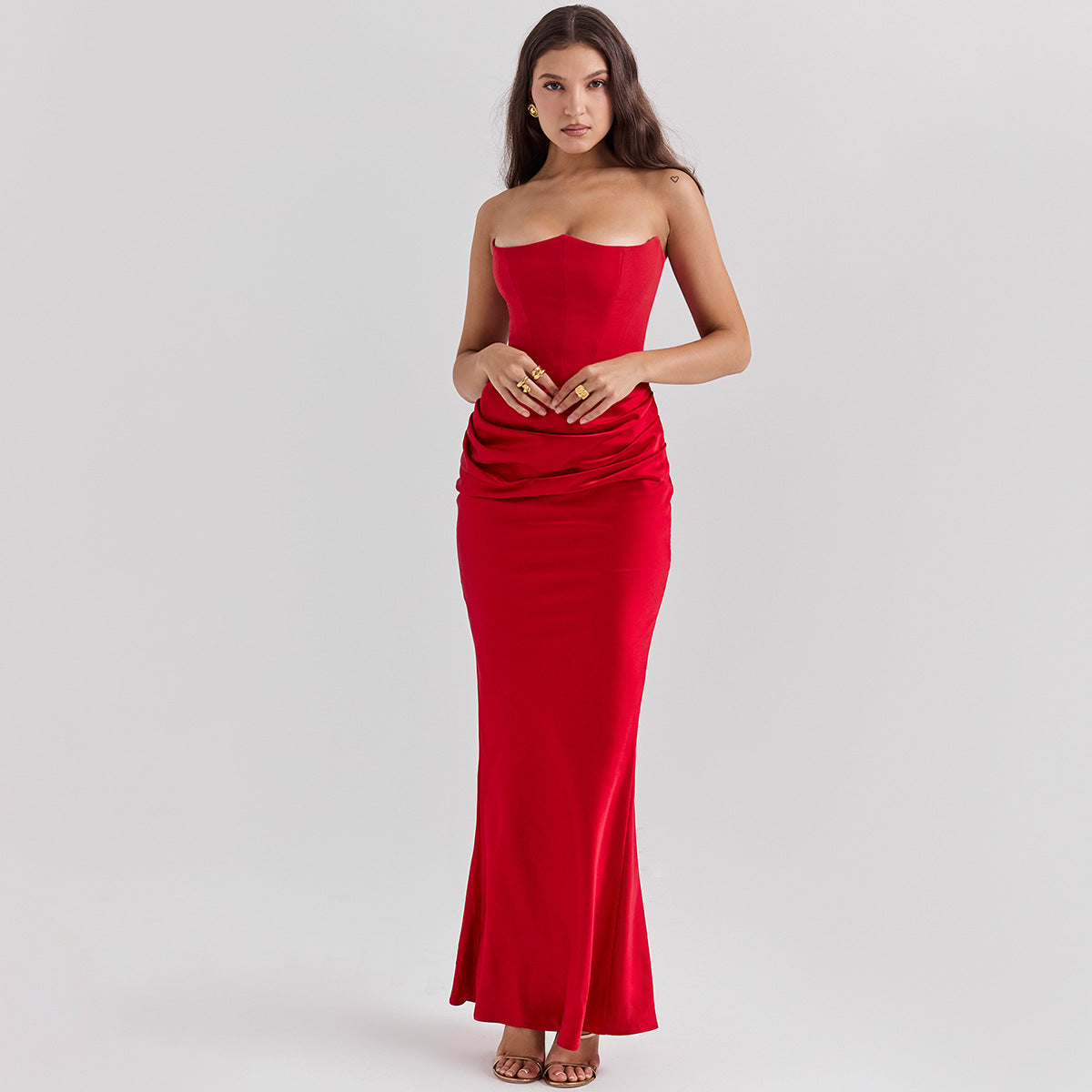 Slim Tube Top Long Dress Sexy Fashion Bandeau Backless Party Evening Dresses For Women Clothing-HighTouch