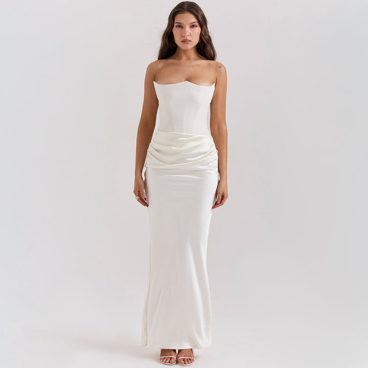 Slim Tube Top Long Dress Sexy Fashion Bandeau Backless Party Evening Dresses For Women Clothing-HighTouch