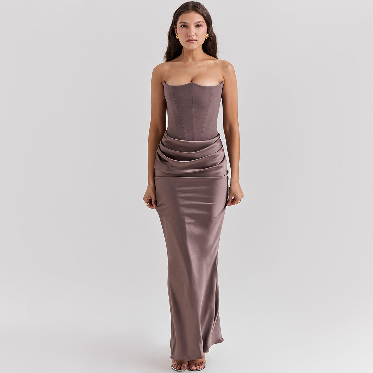 Slim Tube Top Long Dress Sexy Fashion Bandeau Backless Party Evening Dresses For Women Clothing-HighTouch