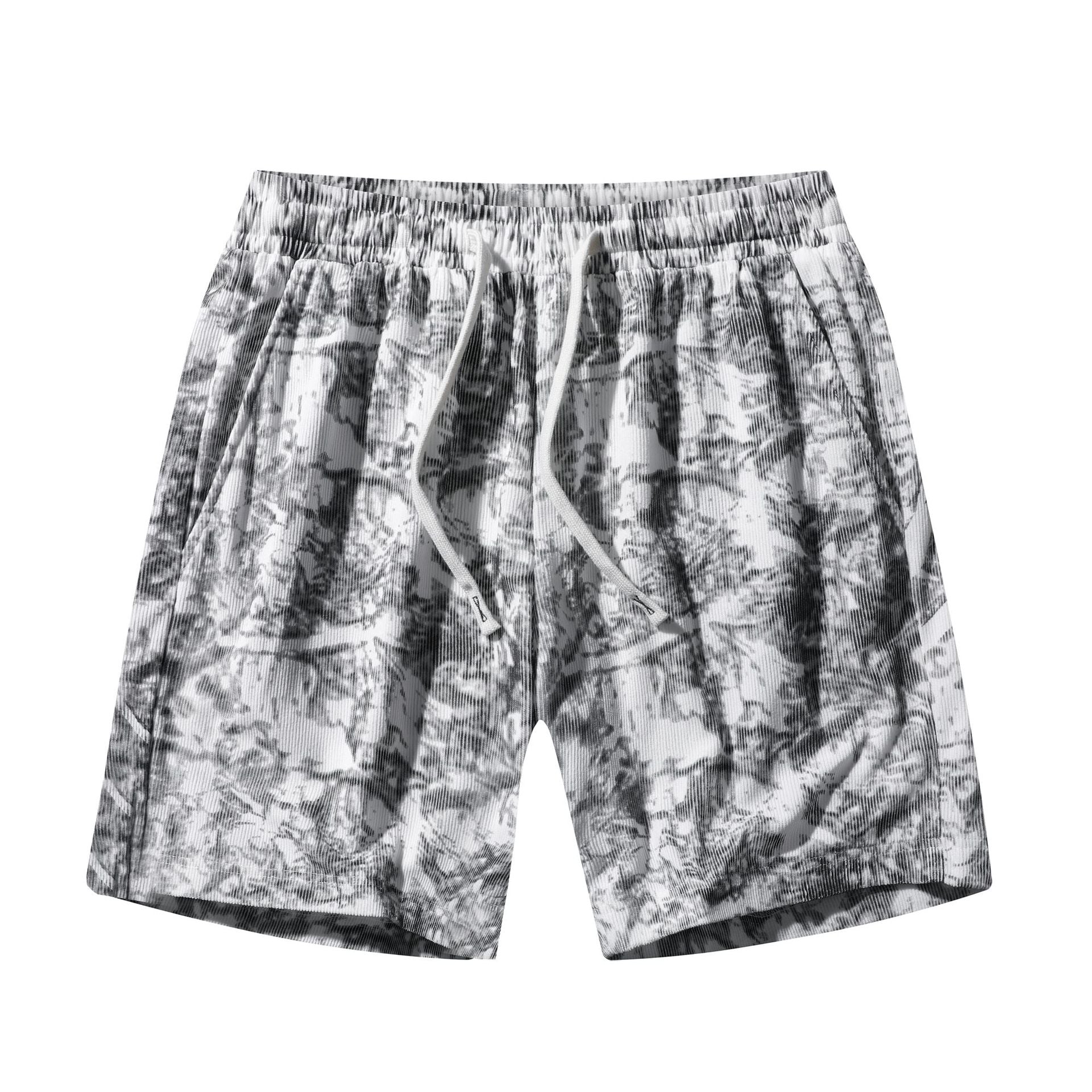 Men’s Corduroy Camo Athletic Shorts – High-Waist Summer Middle Pants