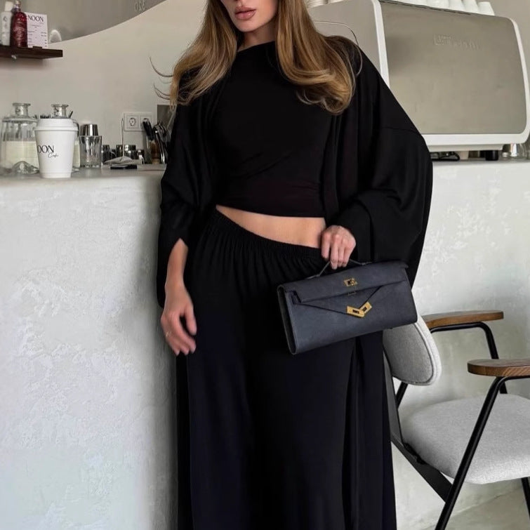 Women’s Knitted Solid Color Sweater – Casual Soft Comfort-HighTouch