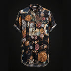 Slim shirt men contrast color printing shirt men-HighTouch