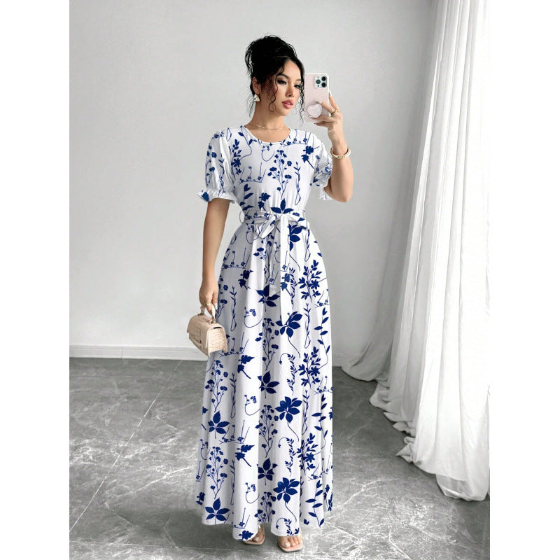 Summer Fashion Short-Sleeve Printed Dress-HighTouch