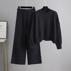 Women’s Knitted Wide-Leg Pants Set – Casual Two-Piece Knit Outfit-HighTouch
