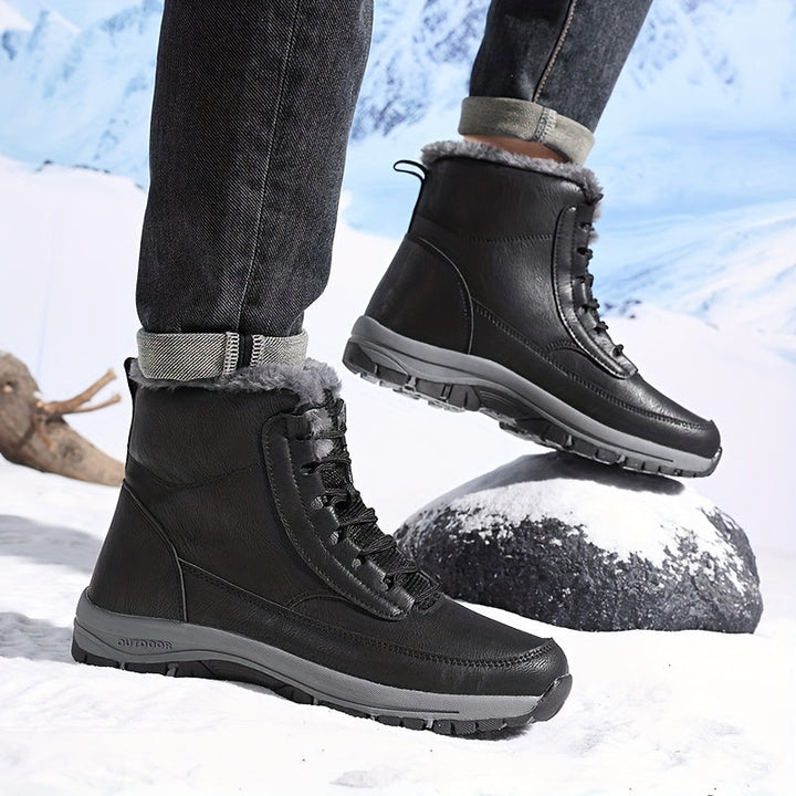 Men's Plush Lined Lace-Up Winter Boots