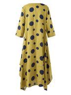 Printed Cotton & Linen Dress – Breathable Natural Fiber Dress-HighTouch