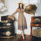 Women's Literary Retro Temperament Plaid Dress-HighTouch