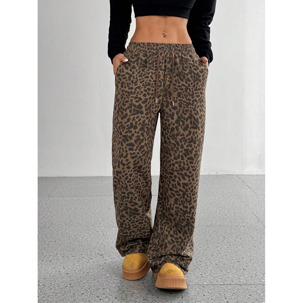 Leopard Print Floral Print Casual Jumpsuit Wide Leg Loose-HighTouch