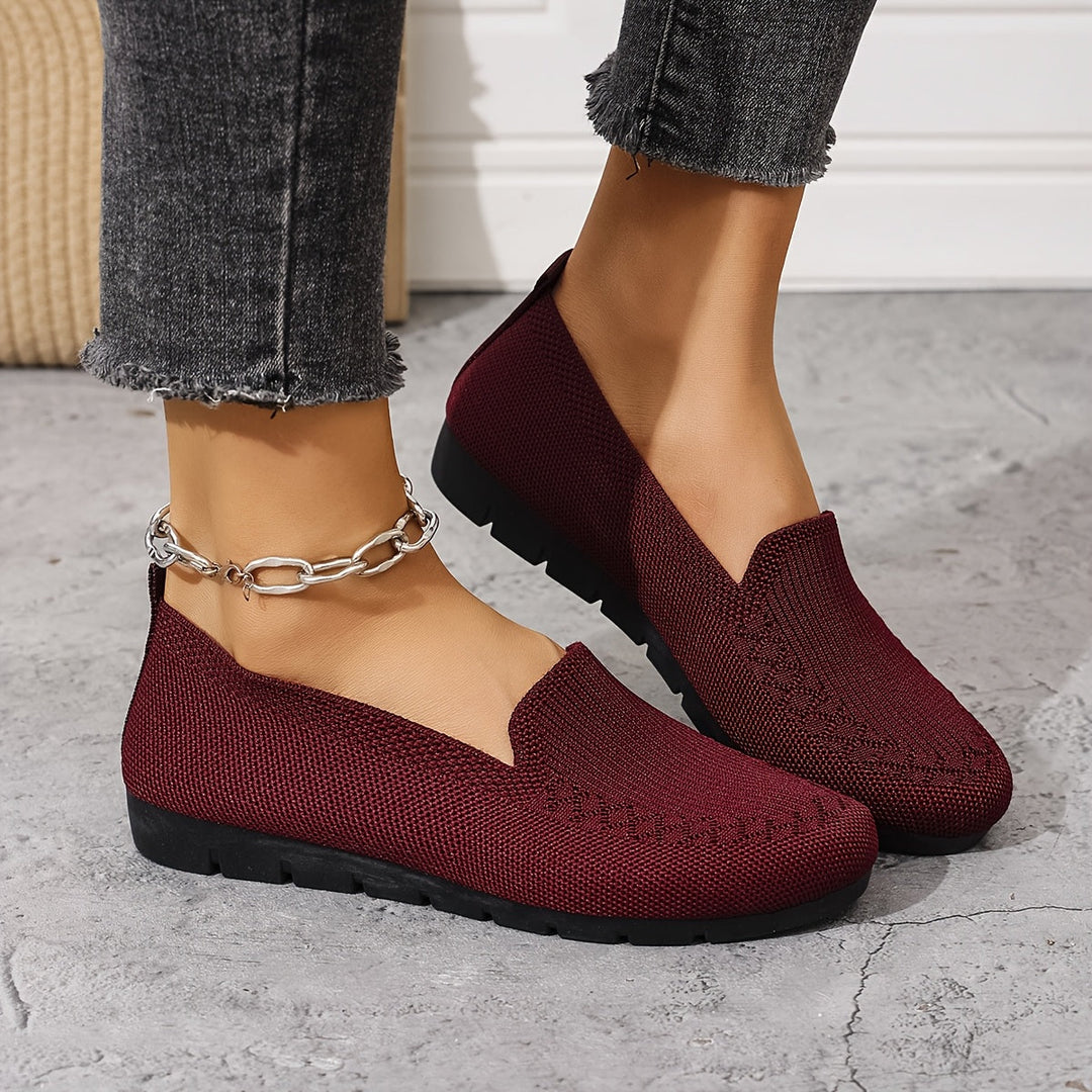 Women's Knitted Loafers Slip On Walking Shoes
