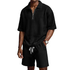 Men's Zip-Up Short-Sleeve Shorts Set-HighTouch