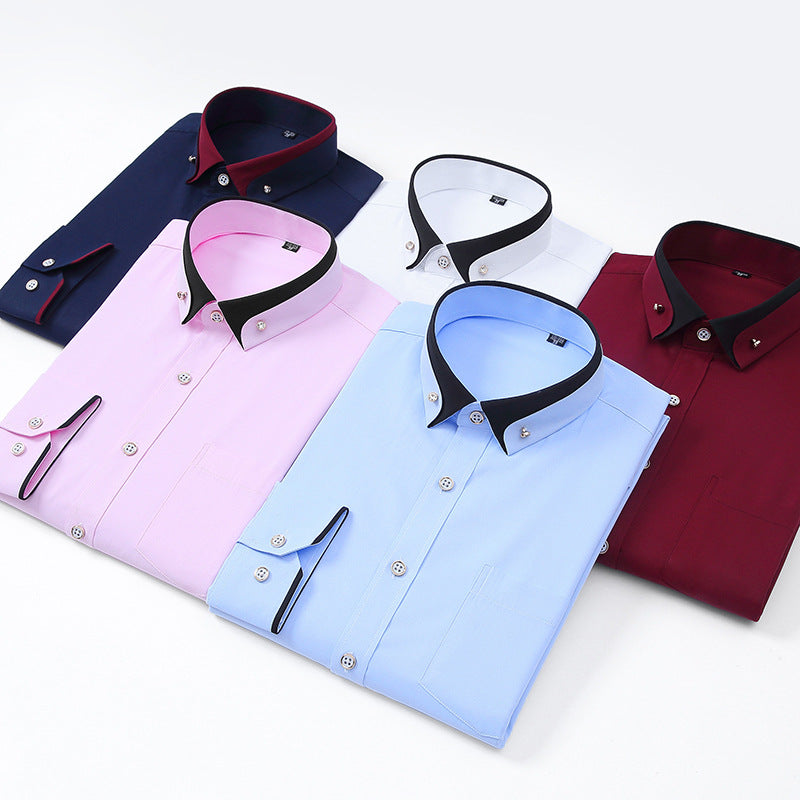 Men’s Stretch Long Sleeve Shirt Casual Non-Iron Slim Fit Dress Shirt-HighTouch