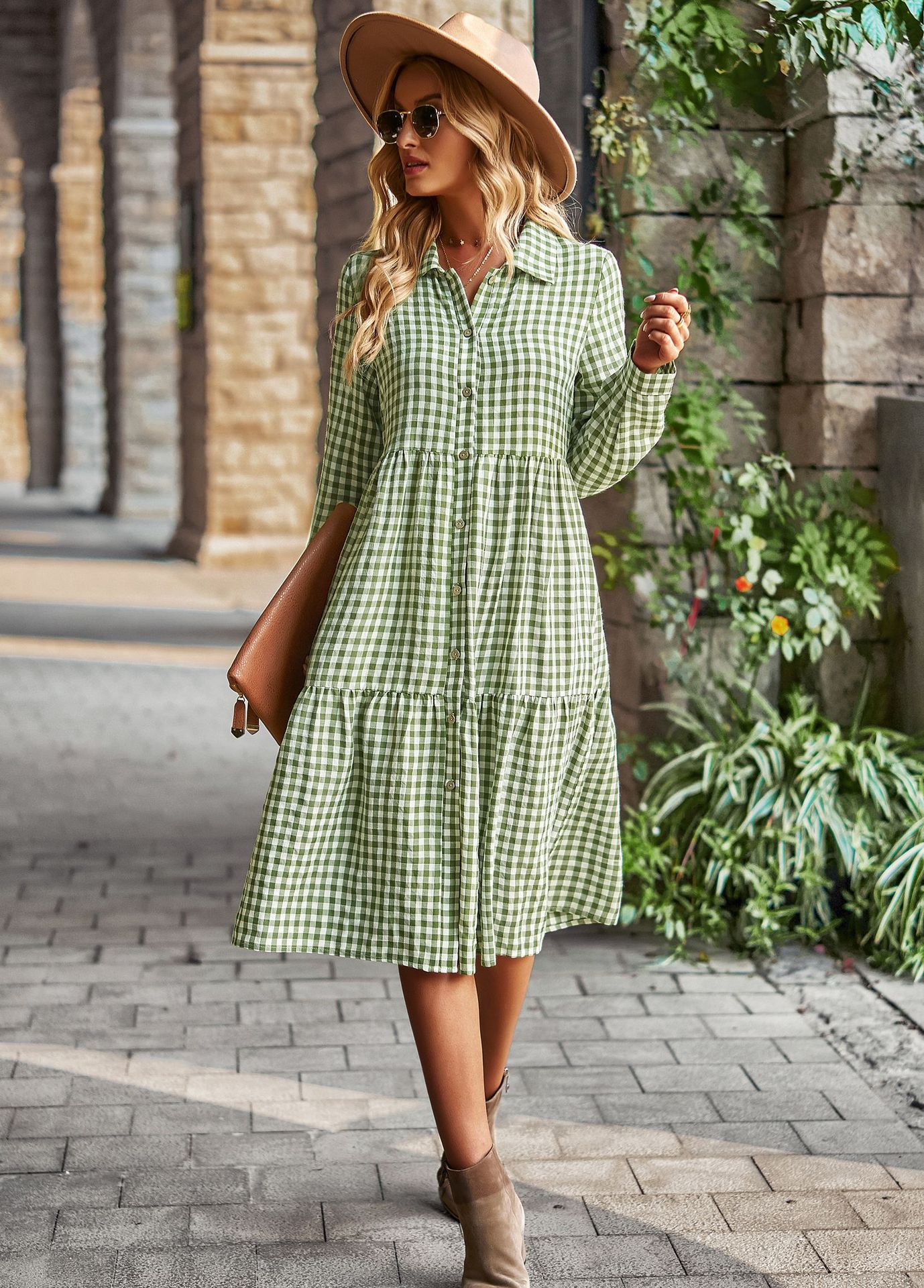 Women’s Elegant High Waist Flounced Dress – Stylish Office Look-HighTouch