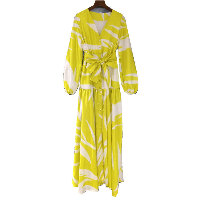 Women's printed lantern sleeve maxi skirt-HighTouch