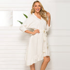 Solid Color Cotton & Linen Dress-HighTouch