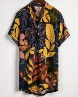 Slim shirt men contrast color printing shirt men-HighTouch