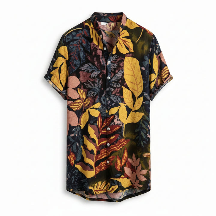Slim shirt men contrast color printing shirt men-HighTouch