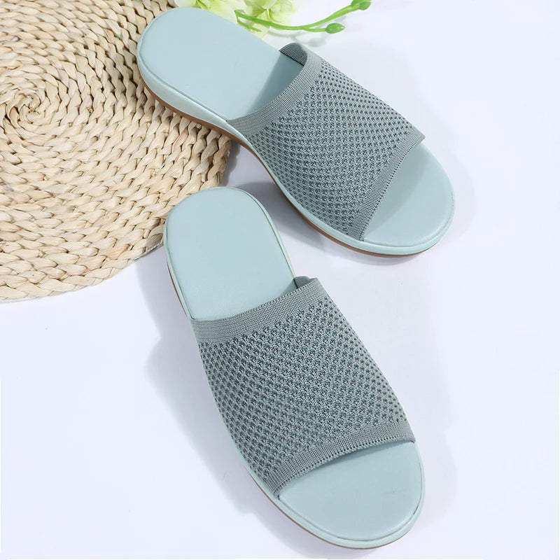 Women’s Platform Slip-On Wedge Sandals – All-Season PU Outdoor Shoes-HighTouch