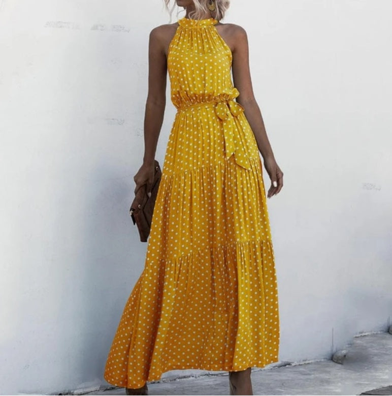 Women's Printed Maxi Lace Dress – Romantic Long Dress-HighTouch