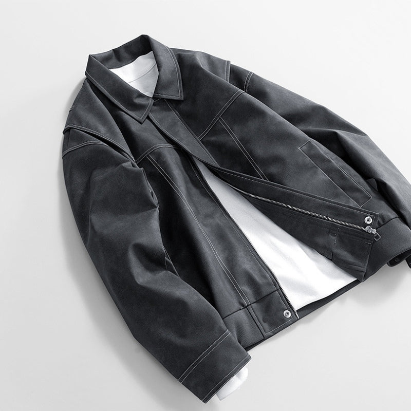 Men's Vegan Leather Bomber Jacket