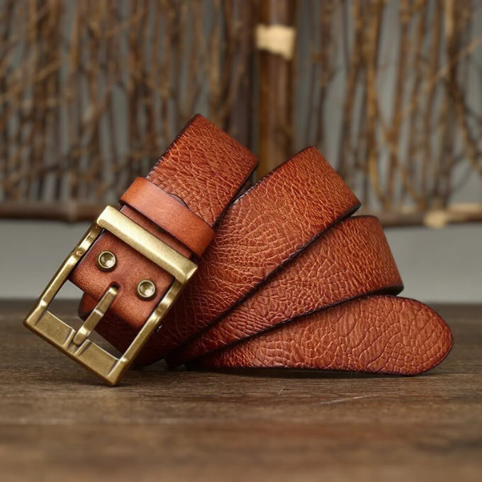 Men's Genuine Cowhide Leather Belt | Brass Buckle