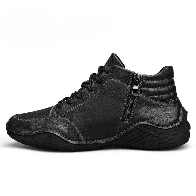 Men’s Leather Ankle Boots – Zip Comfort & Grip