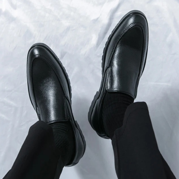 Men's Leather Slip-On Loafers | Classic Business Casual Dress Shoes