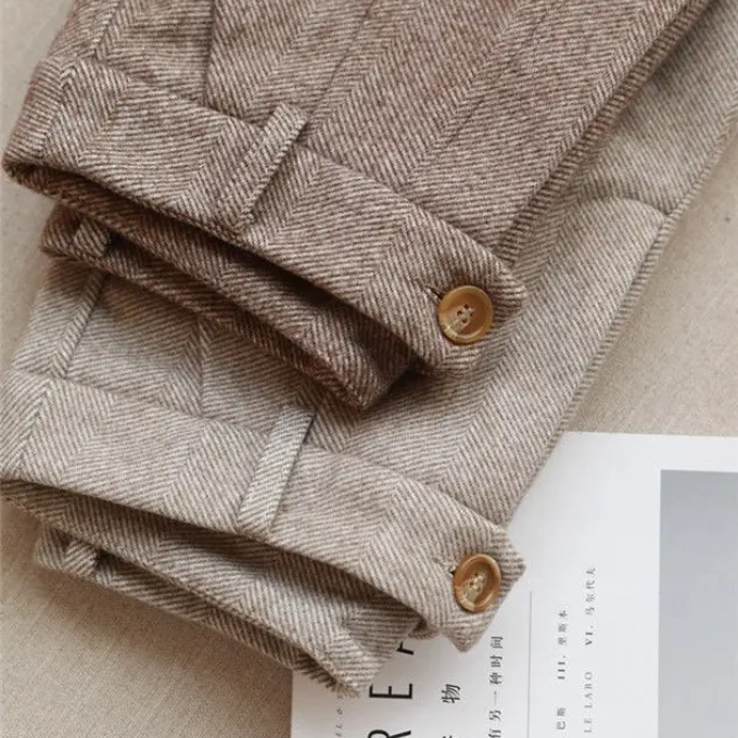Men's Herringbone Wool Trousers – Tailored Fit