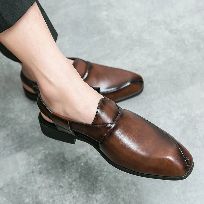Men's Leather Slingback Slip-On Loafers