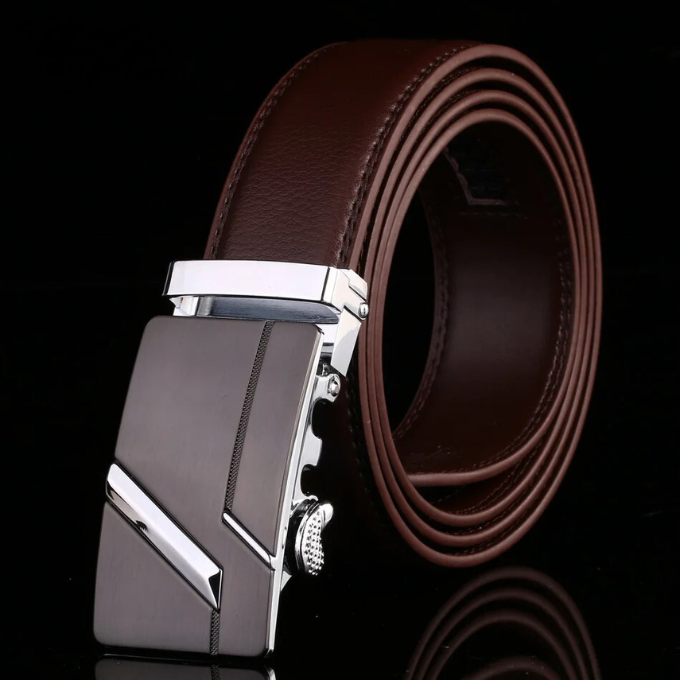 Men's 100% Cowhide Leather Belt | Geometric Buckle