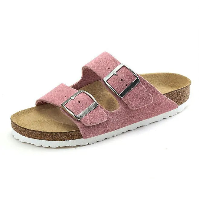 Retro Explosion Belt Buckle Sandals Cross-Border Plus Size Flat Slippers for Men Women Summer