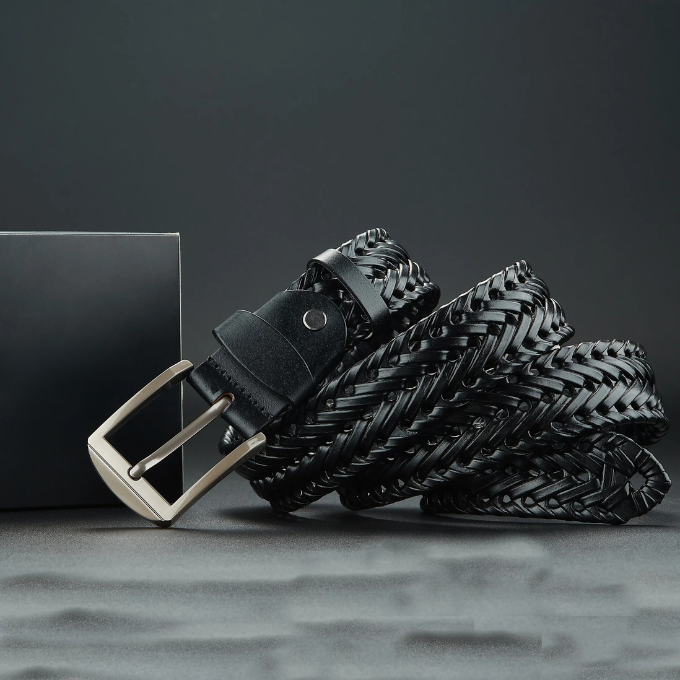 Men's Braided Cowhide Leather Belt