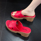 Women’s Chunky Heel Platform Wedge Sandals – Open Toe Jute Summer Shoes-HighTouch