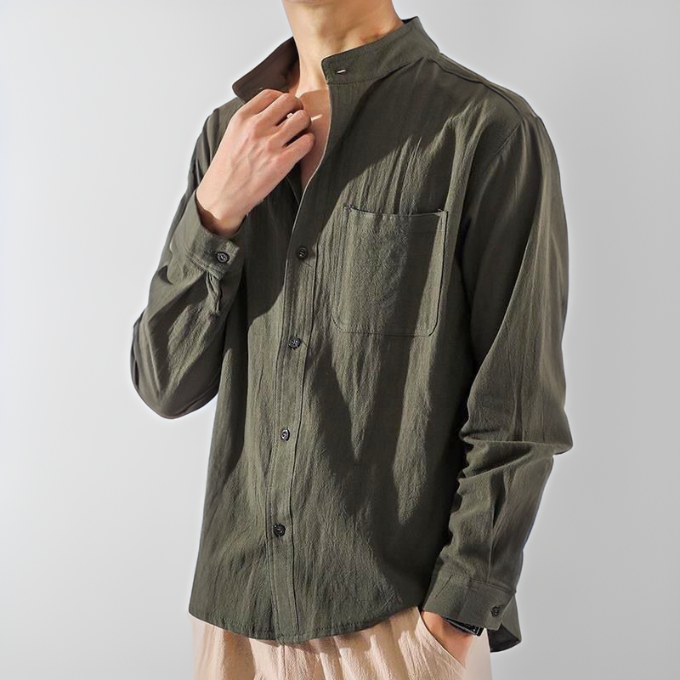 Men's Cotton Button-Up Shirt – Lightweight & Breathable