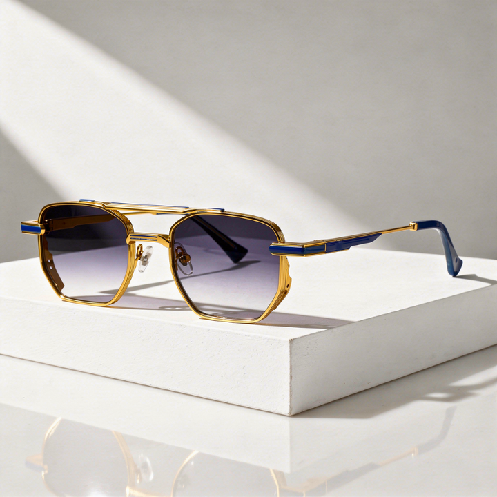 Men's Hexagonal Sunglasses with UV400 Protection