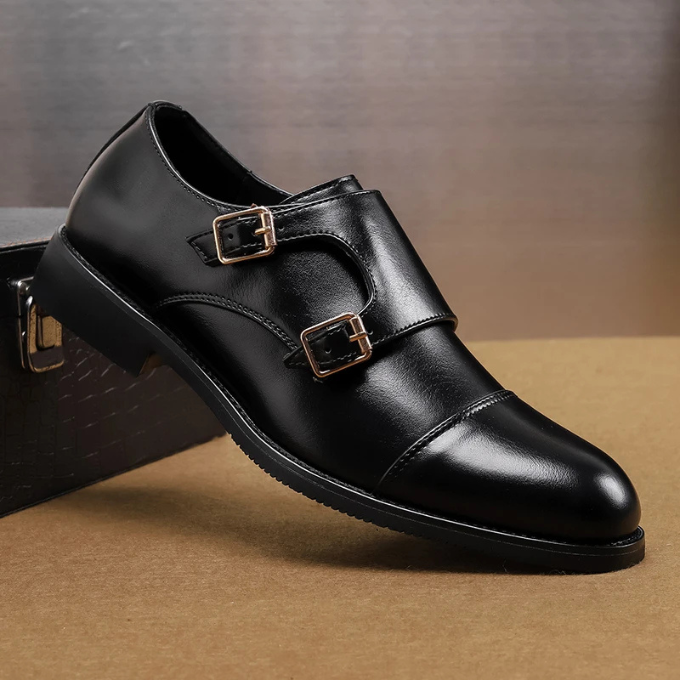 Men’s Double Monk Strap Shoes – Full-Grain Leather
