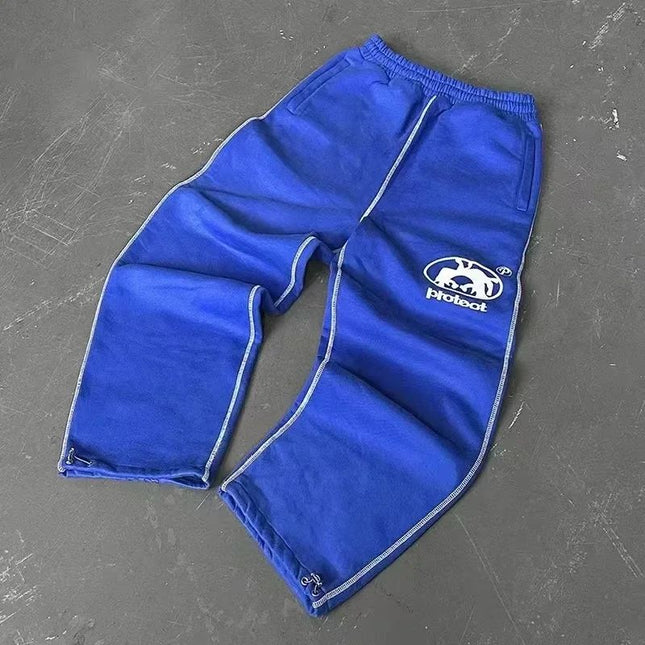 Streetwear Letter Embroidery Loose Sweatpants – Y2K Harajuku Wide-Leg Statement