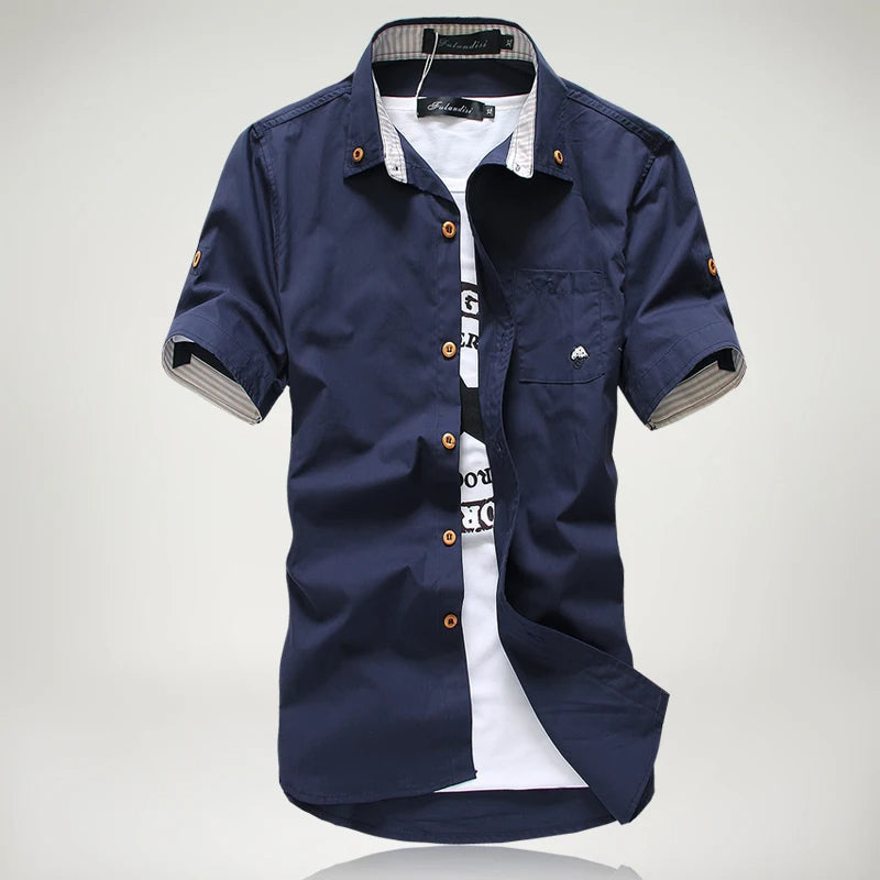 Men's Cotton Button-Up Shirt – Lightweight & Breathable