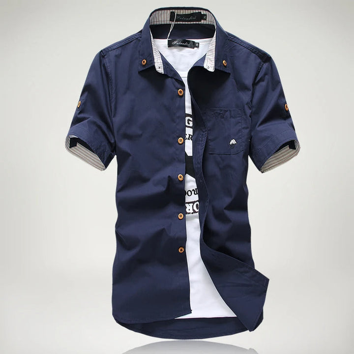 Men's Cotton Button-Up Shirt – Lightweight & Breathable