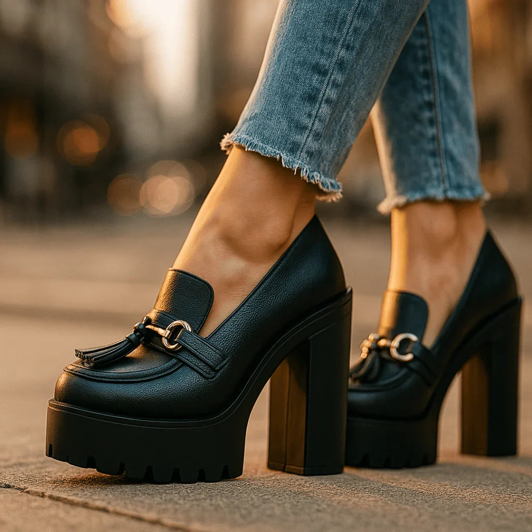 Women's Orthopedic Block Heels – Cushioned Tassel Loafer