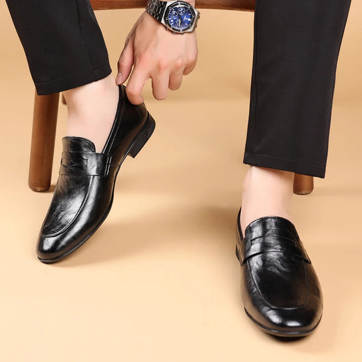Men's Full-Grain Leather Square-Toe Loafers