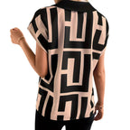 Women's Blouse Geometric V-Neck Short Sleeve Casual Top